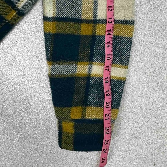 Vintaged Woolrich Jacket Mens Medium Green Yellow Plaid Wool Sherpa Lined - Picture 7 of 11